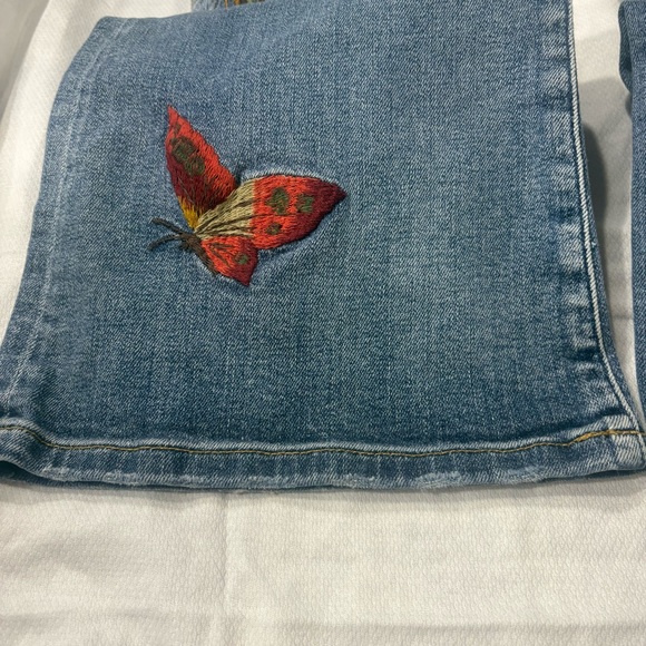 MM Vintage Embroidered Butterfly Floral Jeans Size 26 Boho Denim - Picture 16 of 16